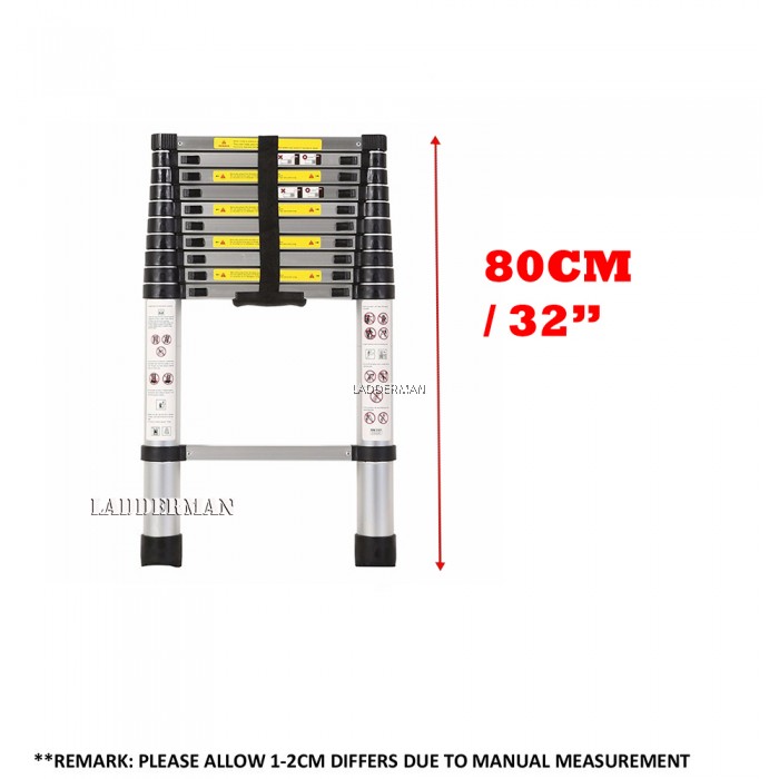 HIGH QUALITY ALUMINIUM TELESCOPIC EXTENDABLE LADDER 3.2M WITH 11 STEPS