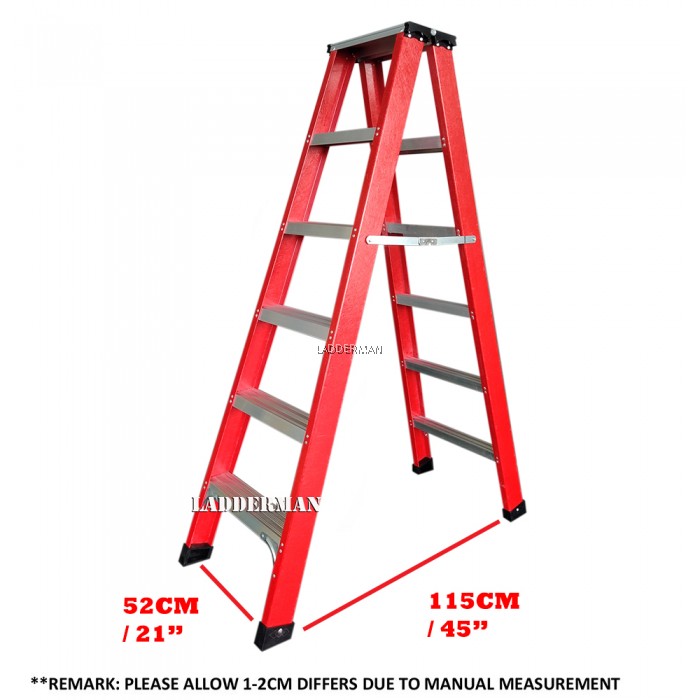 6 Step Fiberglass Double Sided Ladder 1.8M