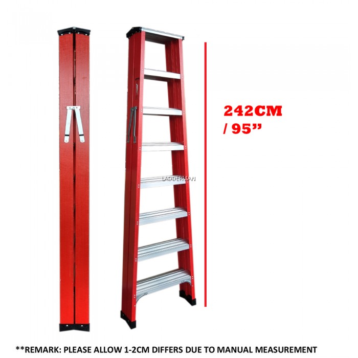 8 Step Fiberglass Double Sided Ladder 2.4M