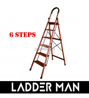 6 Step Wood Grain Aluminium Step Ladder
