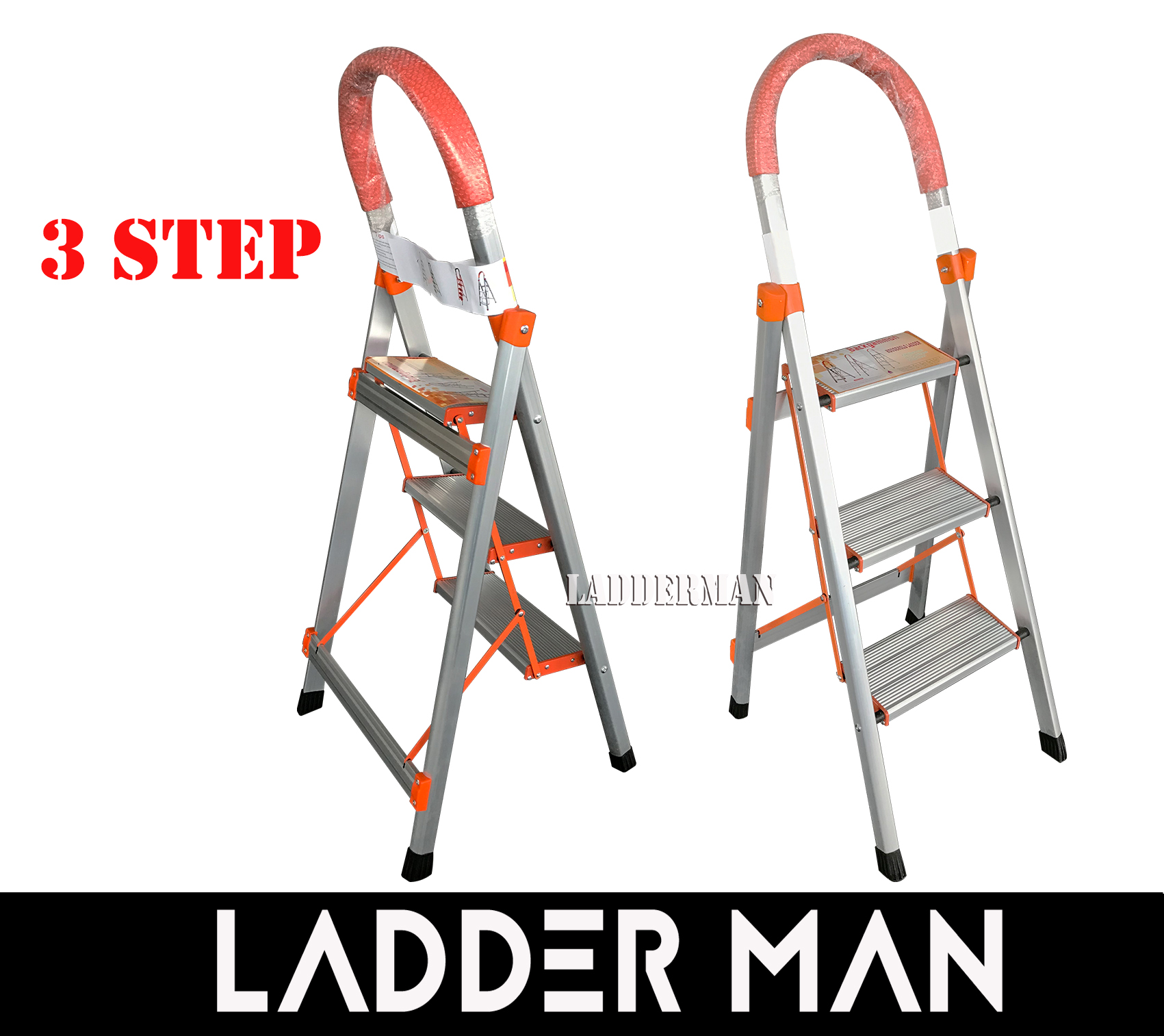 3 STEP HOUSEHOLD ALUMINIUM STEP LADDER WITH HAND GRIP HL003