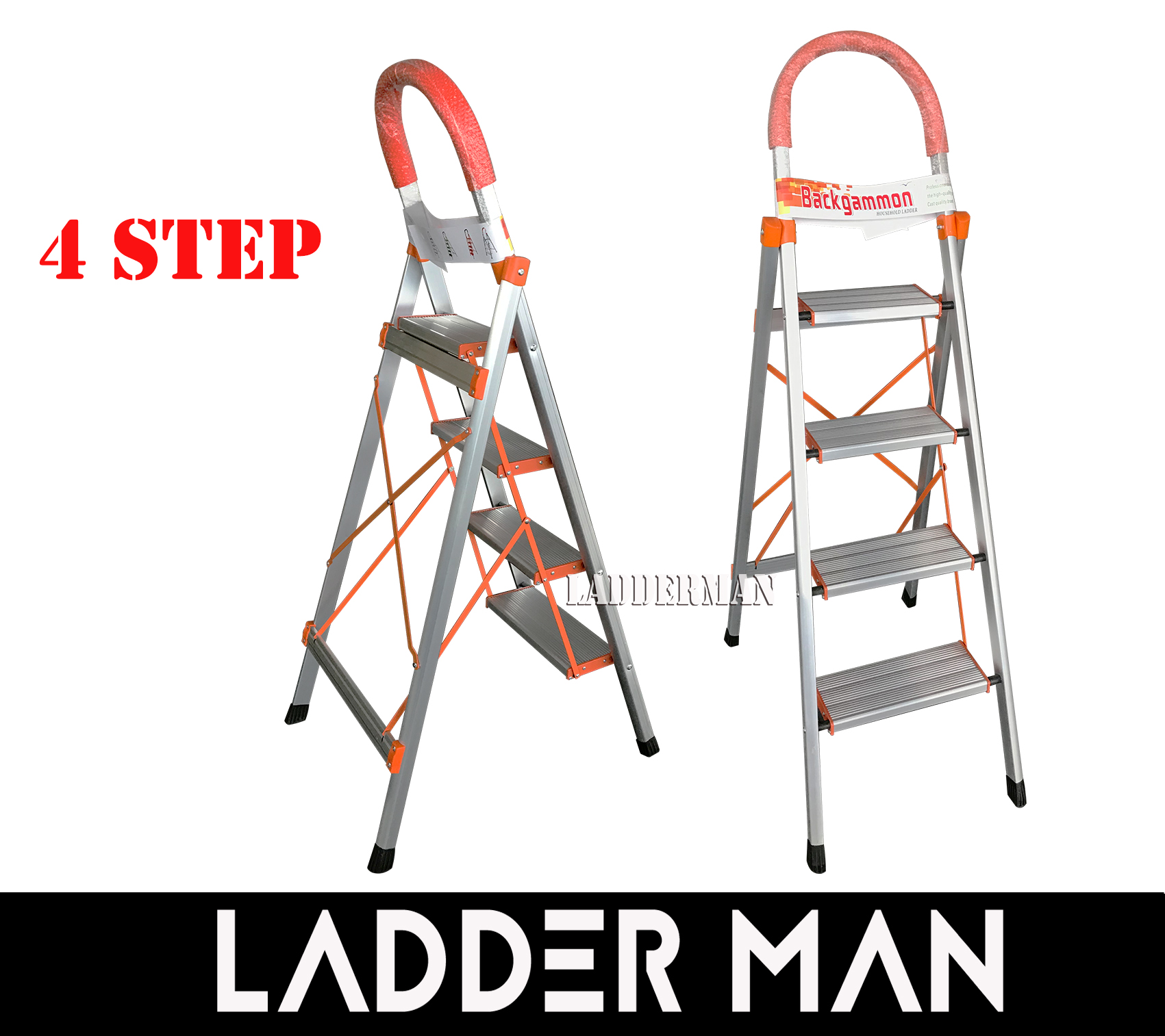 4 STEP HOUSEHOLD ALUMINIUM STEP LADDER WITH HAND GRIP HL004